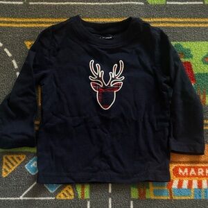 Janie and Jack Navy Long Sleeve Shirt with Reindeer